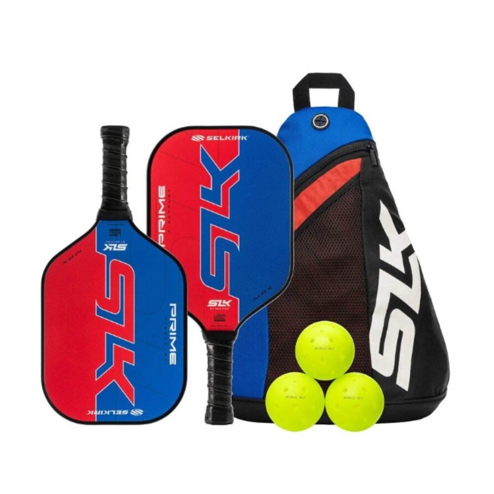 NEW! Selkirk SLK Prime Max Pickleball Bundle - 2 Paddles + 3 Balls + Carry Bag